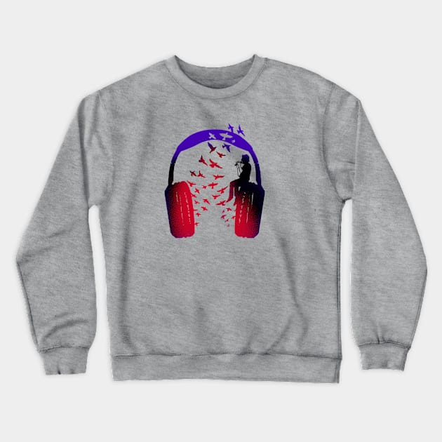 Headphone Music Singer Crewneck Sweatshirt by barmalisiRTB